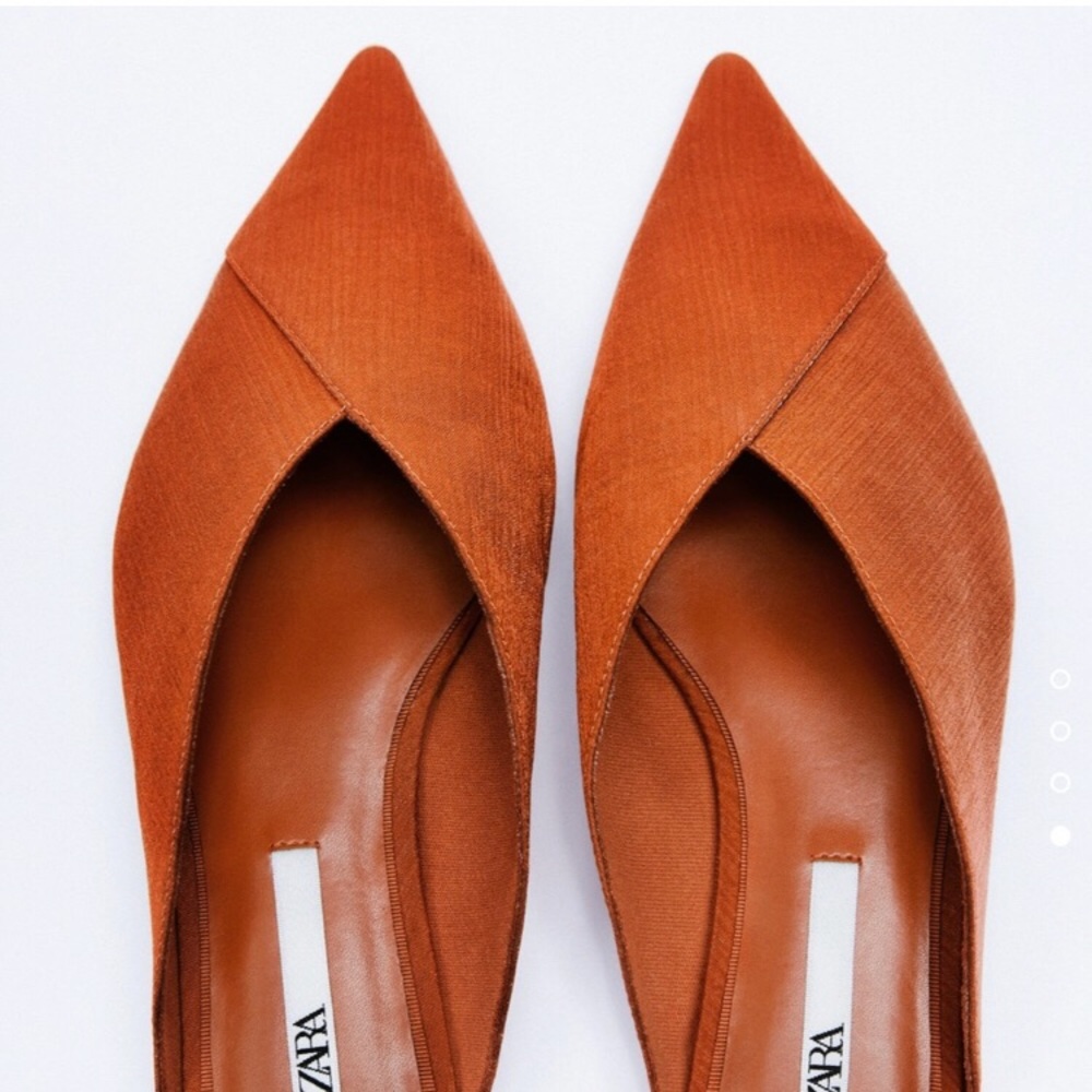 Zara | Pointed Toe Fabric Russet Mules Orange Size 6.5